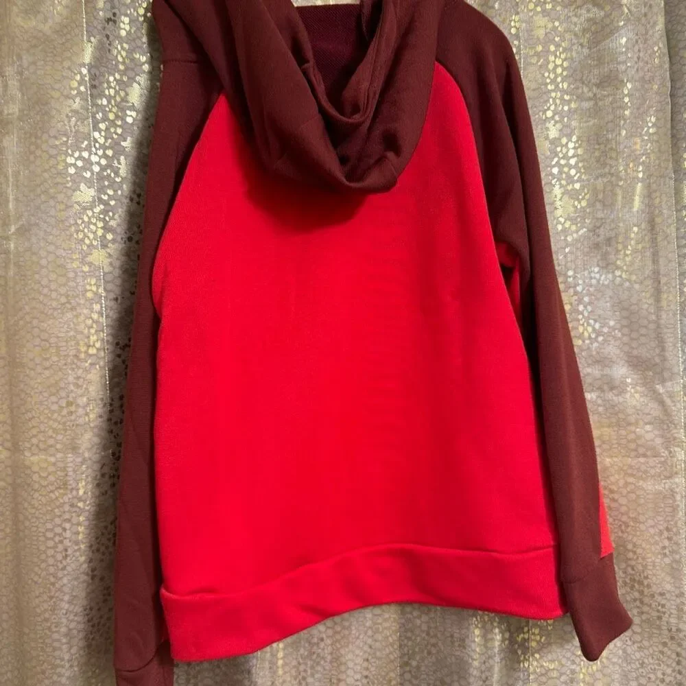 Nike Red Burgundy Swoosh Dri Fit Hoodie Pullover Sweatshirt Boys Small 6/7